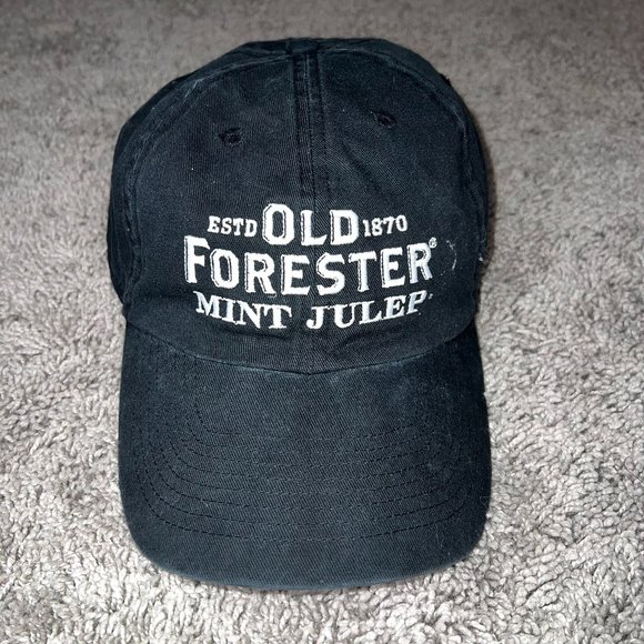 Old Forester Mint Julep Kentucky Derby Bourbon Whiskey Black Cap Hat Adjustable - Picture 1 of 5